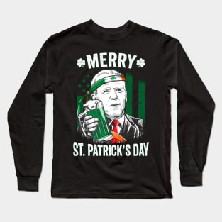 Funny Leprechaun Biden Merry St. Patrick's Day Long Sleeve T-Shirt